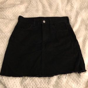 Black denim skirt